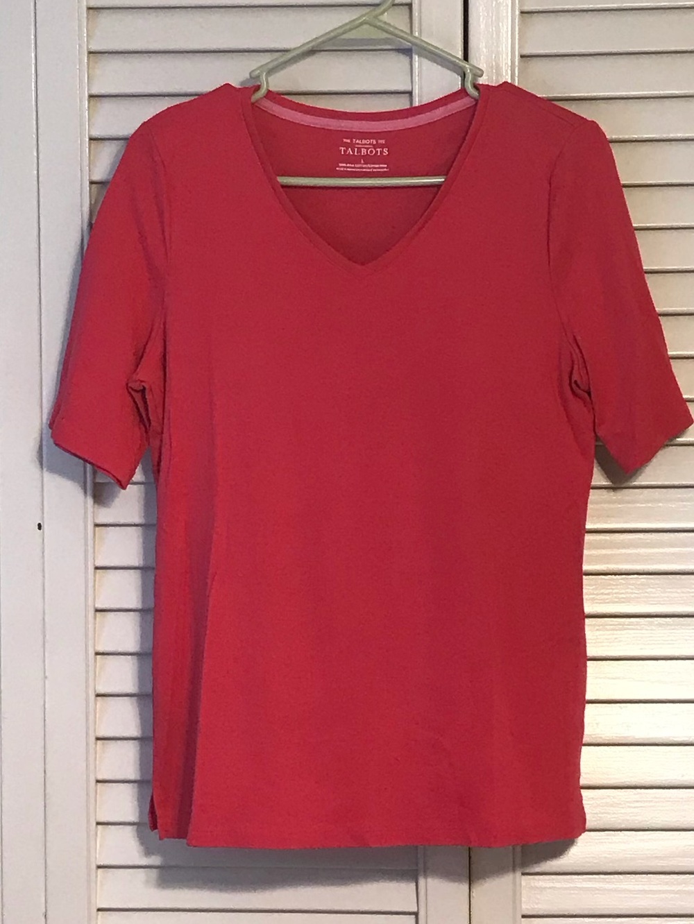 Talbots Women's Red V-Neck Short Sleeve Tee